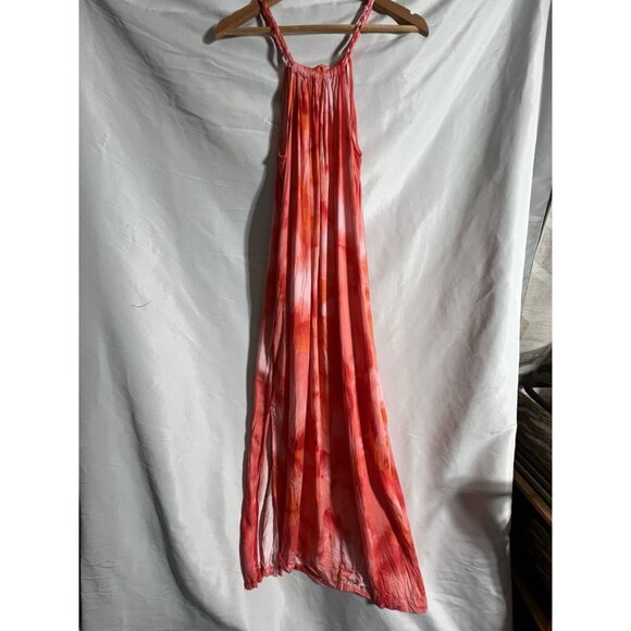 Tommy Bahama Dress Woman's M Orange/Red Tie Dye Maxi Boho Flowy Braided … - Picture 2 of 6